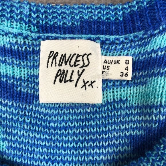 Princess Polly Knit Tank Blue Women 4 Raw Hem Sweater Cropped - Picture 3 of 16
